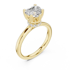 Romantic Heart Cut Ring with Delicate Under-Halo and Slim High-Polish Band
