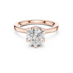 Romantic Heart Cut Ring with Delicate Under-Halo and Slim High-Polish Band