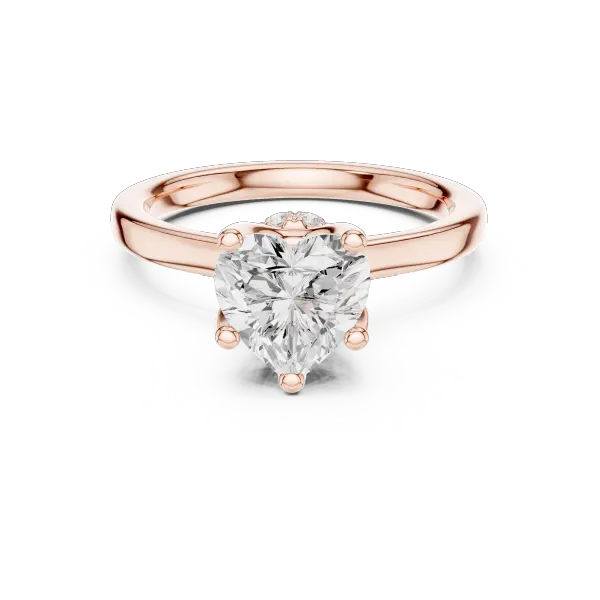 Romantic Heart Cut Ring with Delicate Under-Halo and Slim High-Polish Band