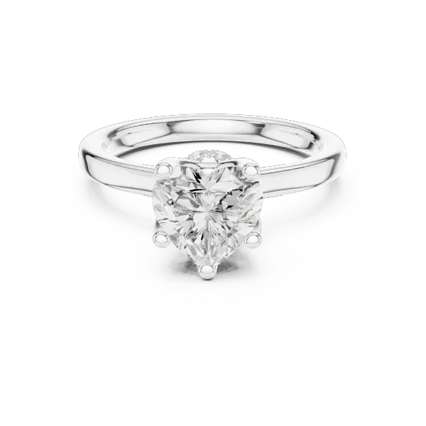 Romantic Heart Cut Ring with Delicate Under-Halo and Slim High-Polish Band
