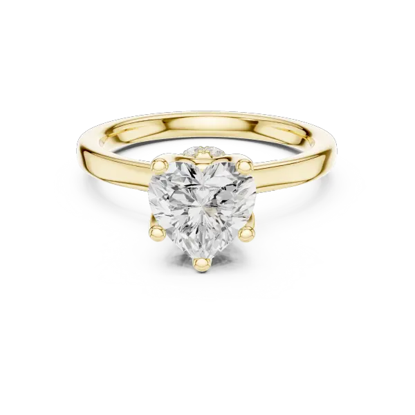 Romantic Heart Cut Ring with Delicate Under-Halo and Slim High-Polish Band