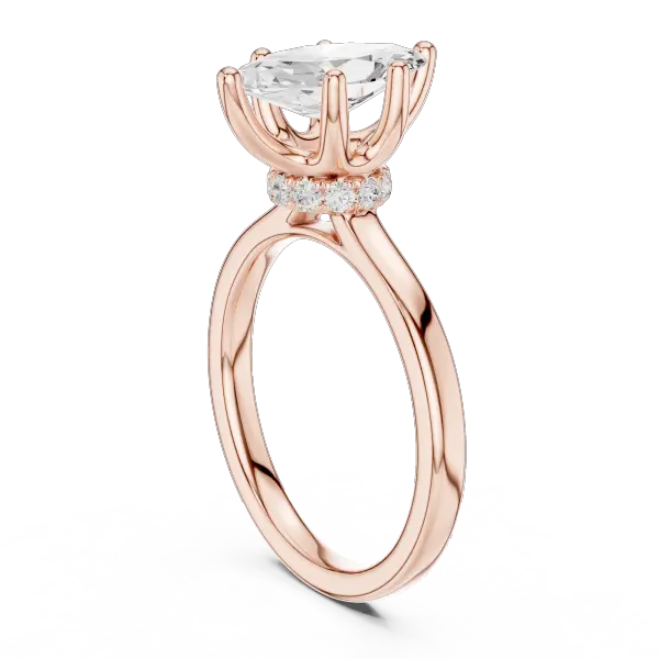 1.65 Ct Marquise Cut Diamond  Hidden Halo Solitaire Ring in 14K White Gold