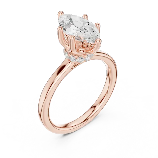 1.65 Ct Marquise Cut Diamond  Hidden Halo Solitaire Ring in 14K White Gold