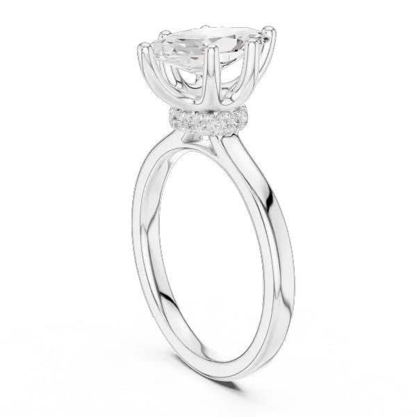 1.65 Ct Marquise Cut Diamond  Hidden Halo Solitaire Ring in 14K White Gold