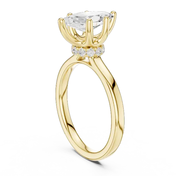 1.65 Ct Marquise Cut Diamond  Hidden Halo Solitaire Ring in 14K White Gold