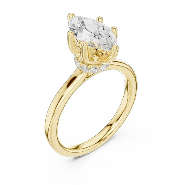 1.65 Ct Marquise Cut Diamond  Hidden Halo Solitaire Ring in 14K White Gold