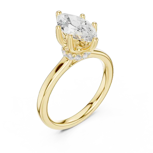 1.65 Ct Marquise Cut Diamond  Hidden Halo Solitaire Ring in 14K White Gold