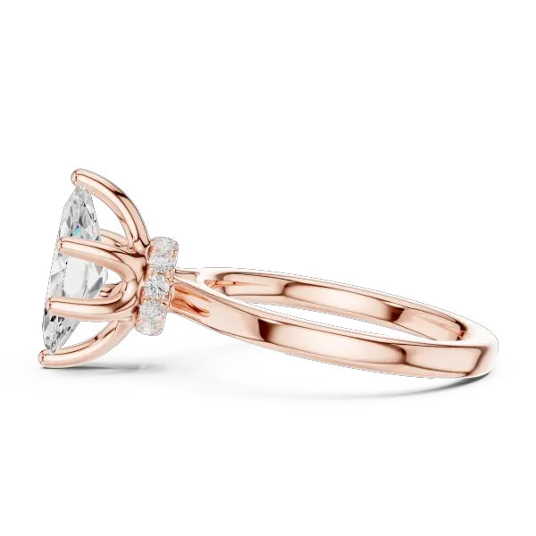 1.65 Ct Marquise Cut Diamond  Hidden Halo Solitaire Ring in 14K White Gold