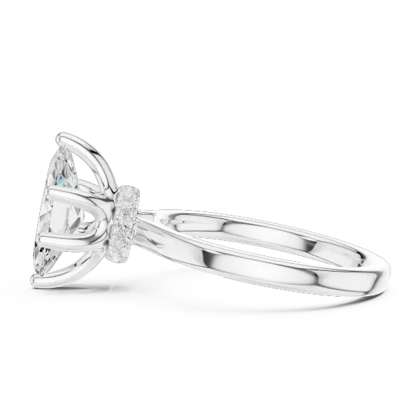 1.65 Ct Marquise Cut Diamond  Hidden Halo Solitaire Ring in 14K White Gold