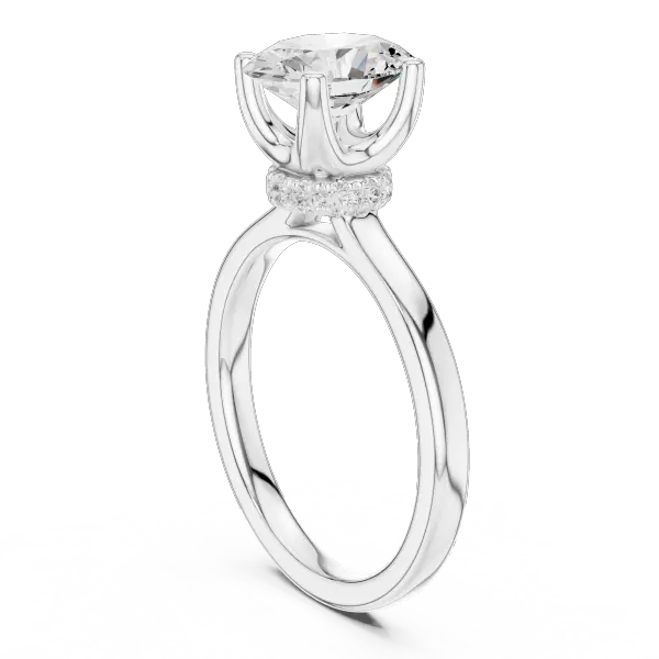 14K Rose Gold Oval Shaped Bridal Ring with Minimalist Hidden Diamond Scarf