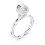 14K Rose Gold Oval Shaped Bridal Ring with Minimalist Hidden Diamond Scarf
