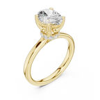 14K Rose Gold Oval Shaped Bridal Ring with Minimalist Hidden Diamond Scarf