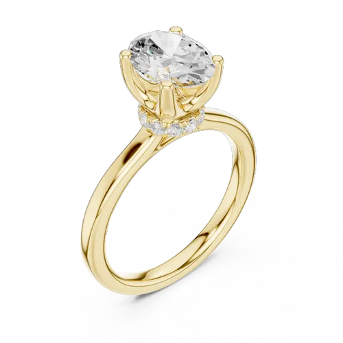 14K Rose Gold Oval Shaped Bridal Ring with Minimalist Hidden Diamond Scarf