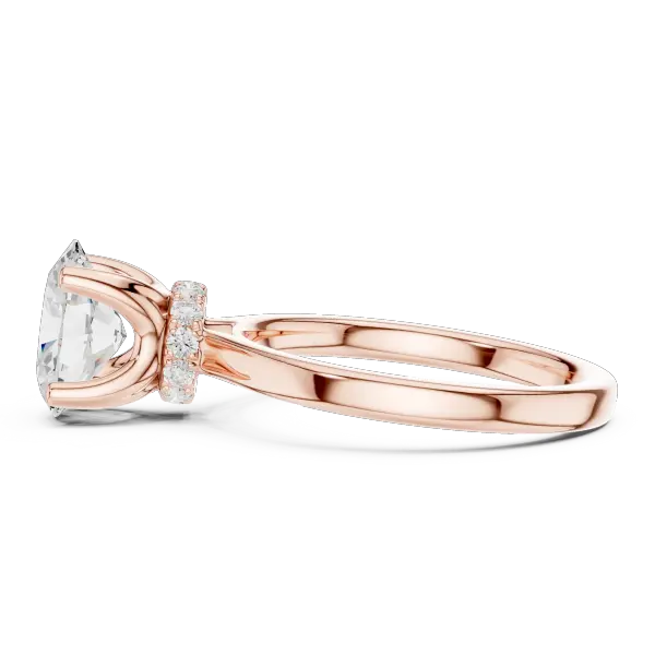 14K Rose Gold Oval Shaped Bridal Ring with Minimalist Hidden Diamond Scarf