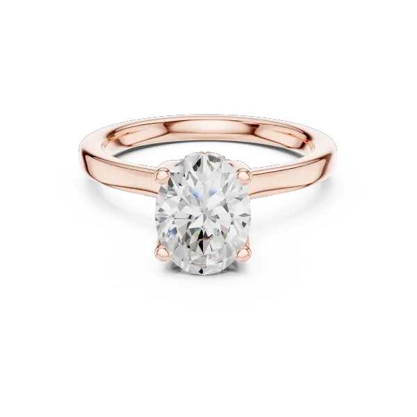 14K Rose Gold Oval Shaped Bridal Ring with Minimalist Hidden Diamond Scarf