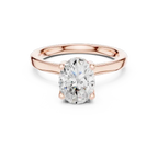14K Rose Gold Oval Shaped Bridal Ring with Minimalist Hidden Diamond Scarf