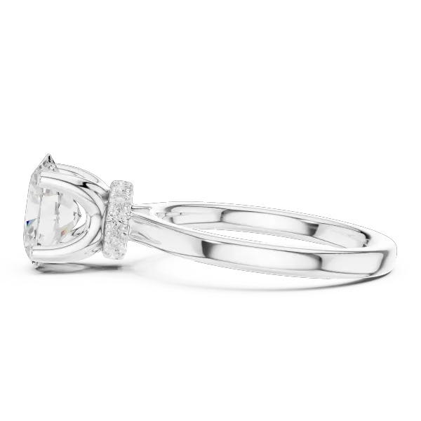 14K Rose Gold Oval Shaped Bridal Ring with Minimalist Hidden Diamond Scarf