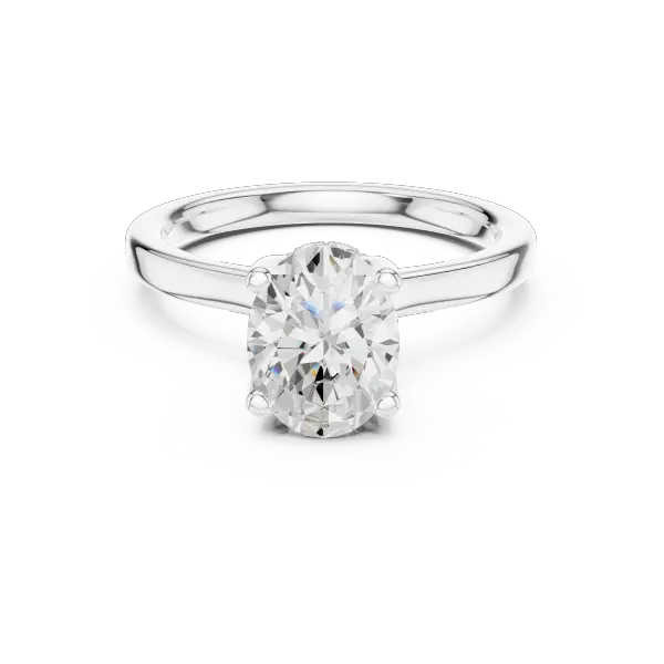 14K Rose Gold Oval Shaped Bridal Ring with Minimalist Hidden Diamond Scarf