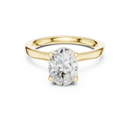 14K Rose Gold Oval Shaped Bridal Ring with Minimalist Hidden Diamond Scarf