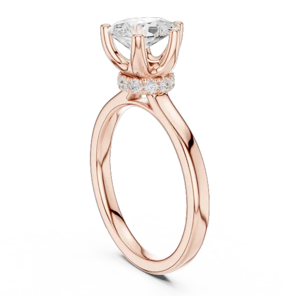 Teardrop Pear Cut Ring with Delicate Under-Halo and Slim High-Polish Band