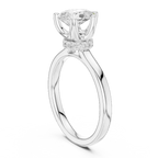 Teardrop Pear Cut Ring with Delicate Under-Halo and Slim High-Polish Band
