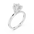 Teardrop Pear Cut Ring with Delicate Under-Halo and Slim High-Polish Band