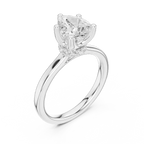 Teardrop Pear Cut Ring with Delicate Under-Halo and Slim High-Polish Band