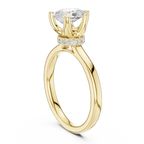 Teardrop Pear Cut Ring with Delicate Under-Halo and Slim High-Polish Band