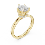 Teardrop Pear Cut Ring with Delicate Under-Halo and Slim High-Polish Band