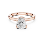 Teardrop Pear Cut Ring with Delicate Under-Halo and Slim High-Polish Band