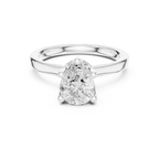 Teardrop Pear Cut Ring with Delicate Under-Halo and Slim High-Polish Band