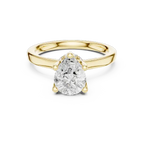 Teardrop Pear Cut Ring with Delicate Under-Halo and Slim High-Polish Band