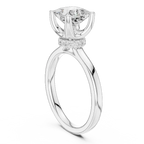 18K White Gold Square Princess Cut Ring with Delicate Under-Halo and Slim High-Polish Band