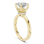 18K White Gold Square Princess Cut Ring with Delicate Under-Halo and Slim High-Polish Band