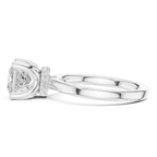 18K White Gold Square Princess Cut Ring with Delicate Under-Halo and Slim High-Polish Band