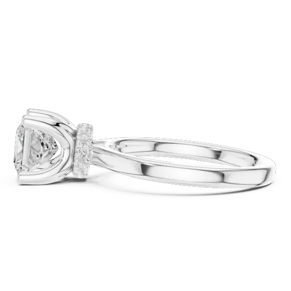18K White Gold Square Princess Cut Ring with Delicate Under-Halo and Slim High-Polish Band