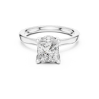18K White Gold Square Princess Cut Ring with Delicate Under-Halo and Slim High-Polish Band