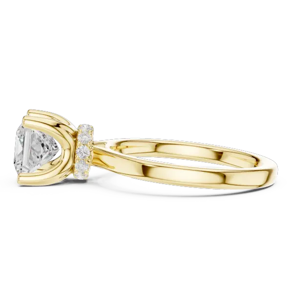 18K White Gold Square Princess Cut Ring with Delicate Under-Halo and Slim High-Polish Band