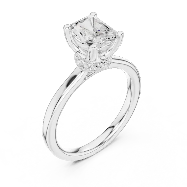 Radiant Shaped Lab Diamond Alternative Ring with Sparkling Hidden Accents