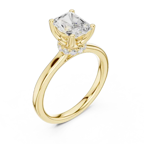 Radiant Shaped Lab Diamond Alternative Ring with Sparkling Hidden Accents