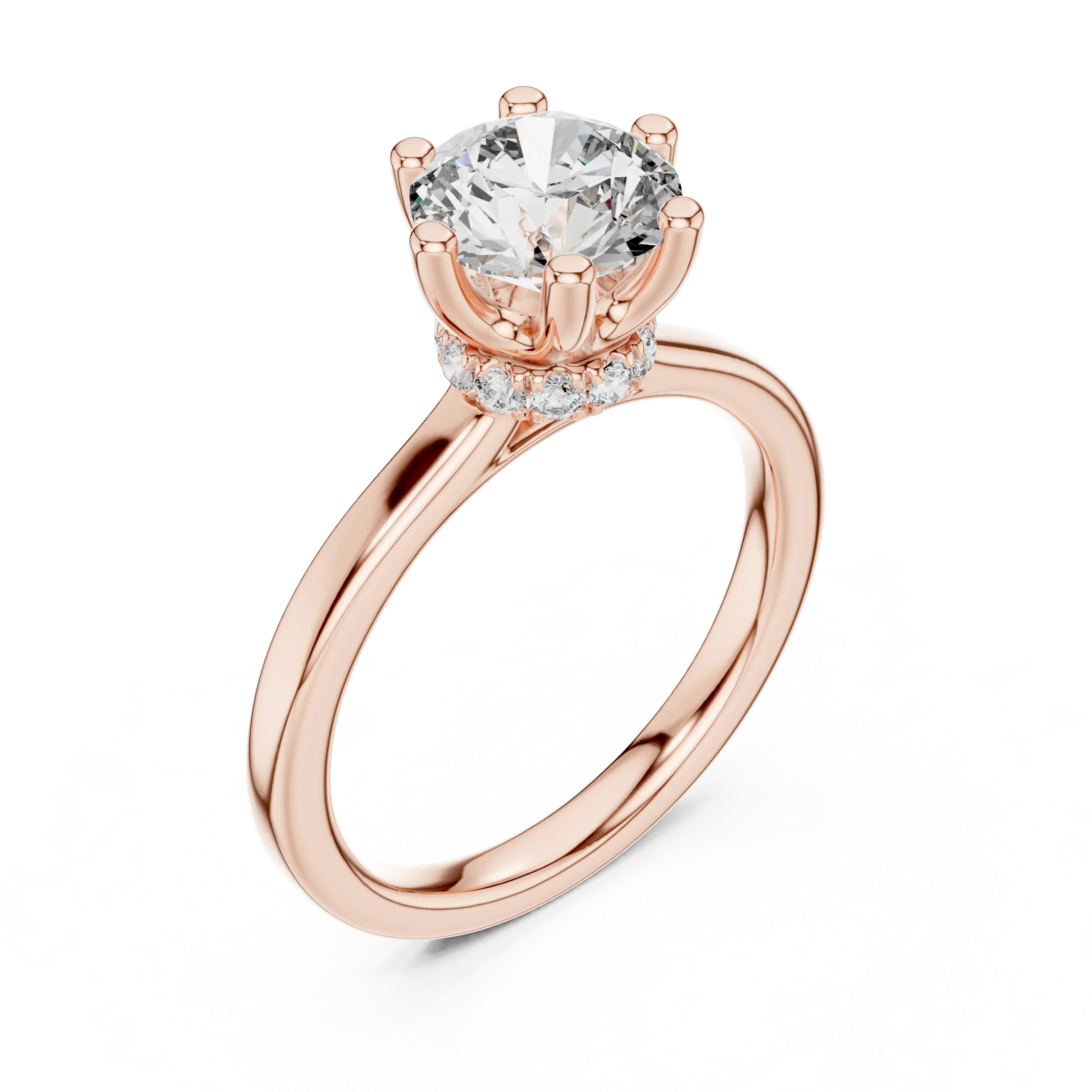 1.66 CT Round D Color Lab Grown Hidden Halo Wedding Ring