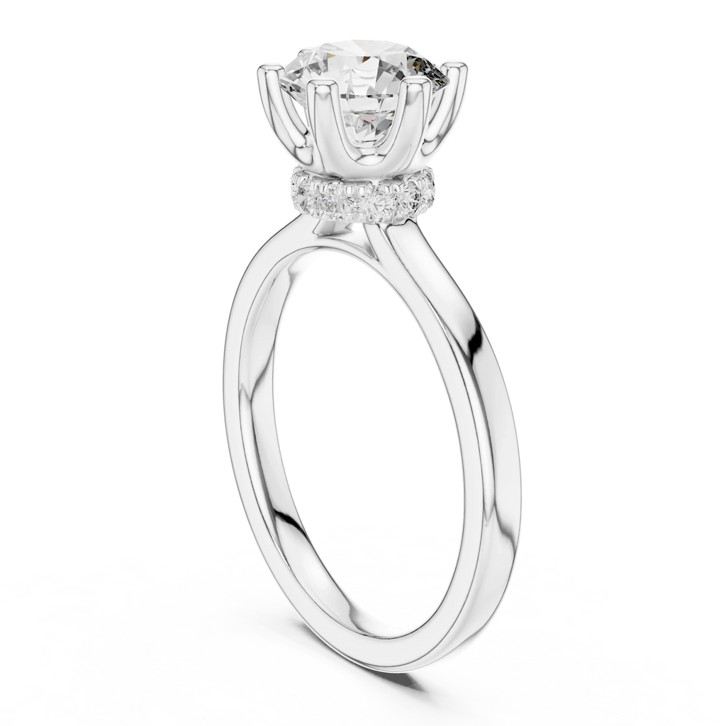 1.66 CT Round D Color Lab Grown Hidden Halo Wedding Ring