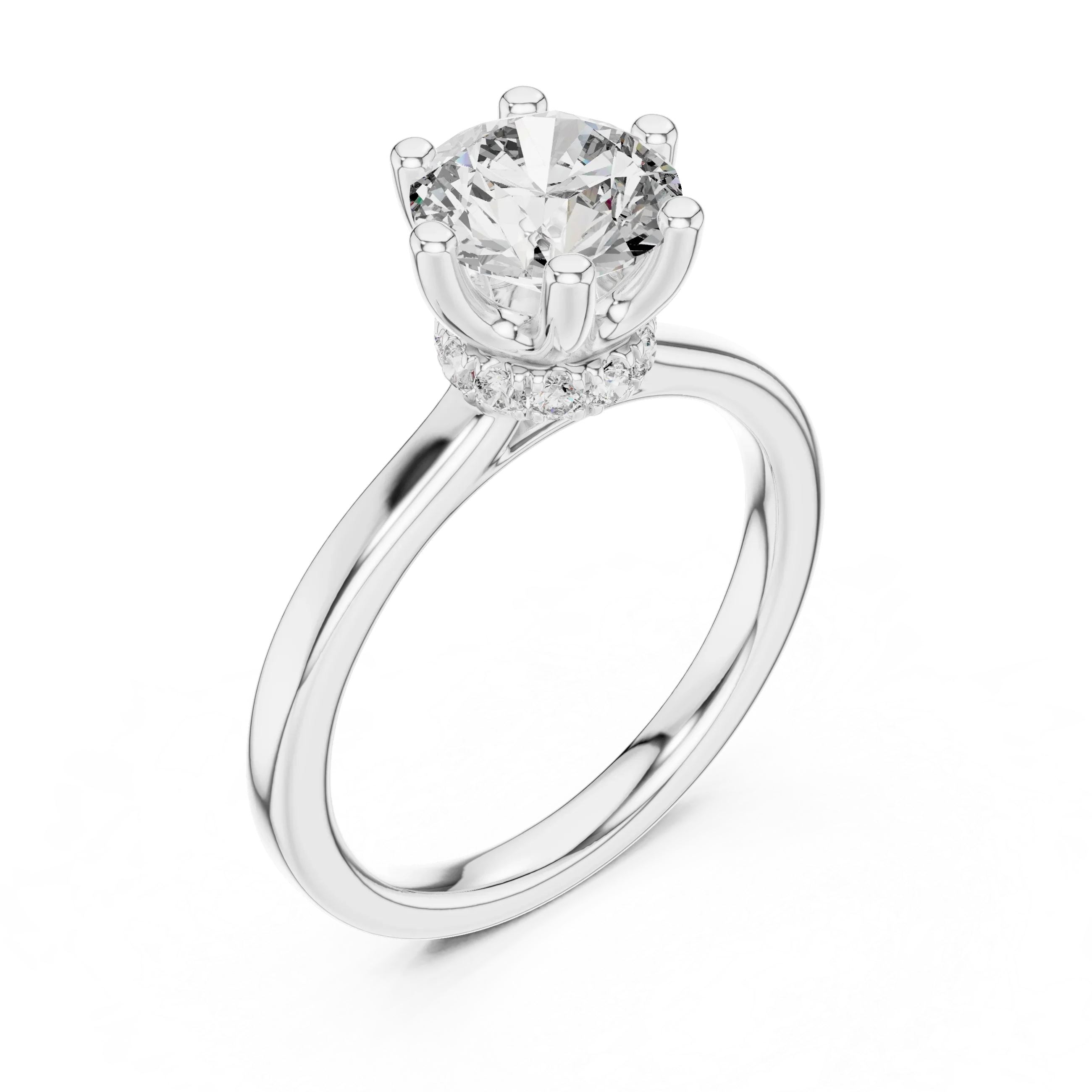 1.66 CT Round D Color Lab Grown Hidden Halo Wedding Ring