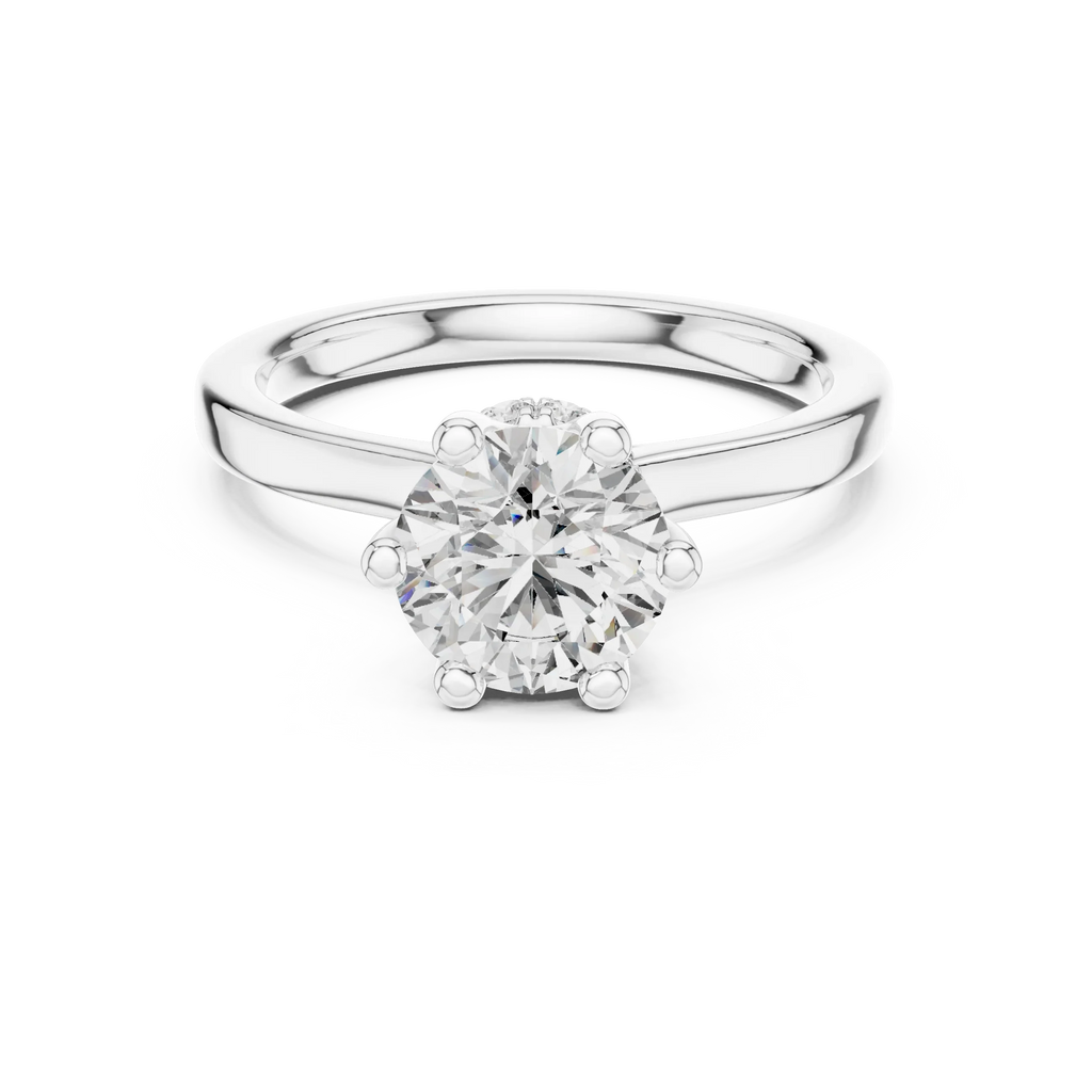 1.66 CT Round D Color Lab Grown Hidden Halo Wedding Ring