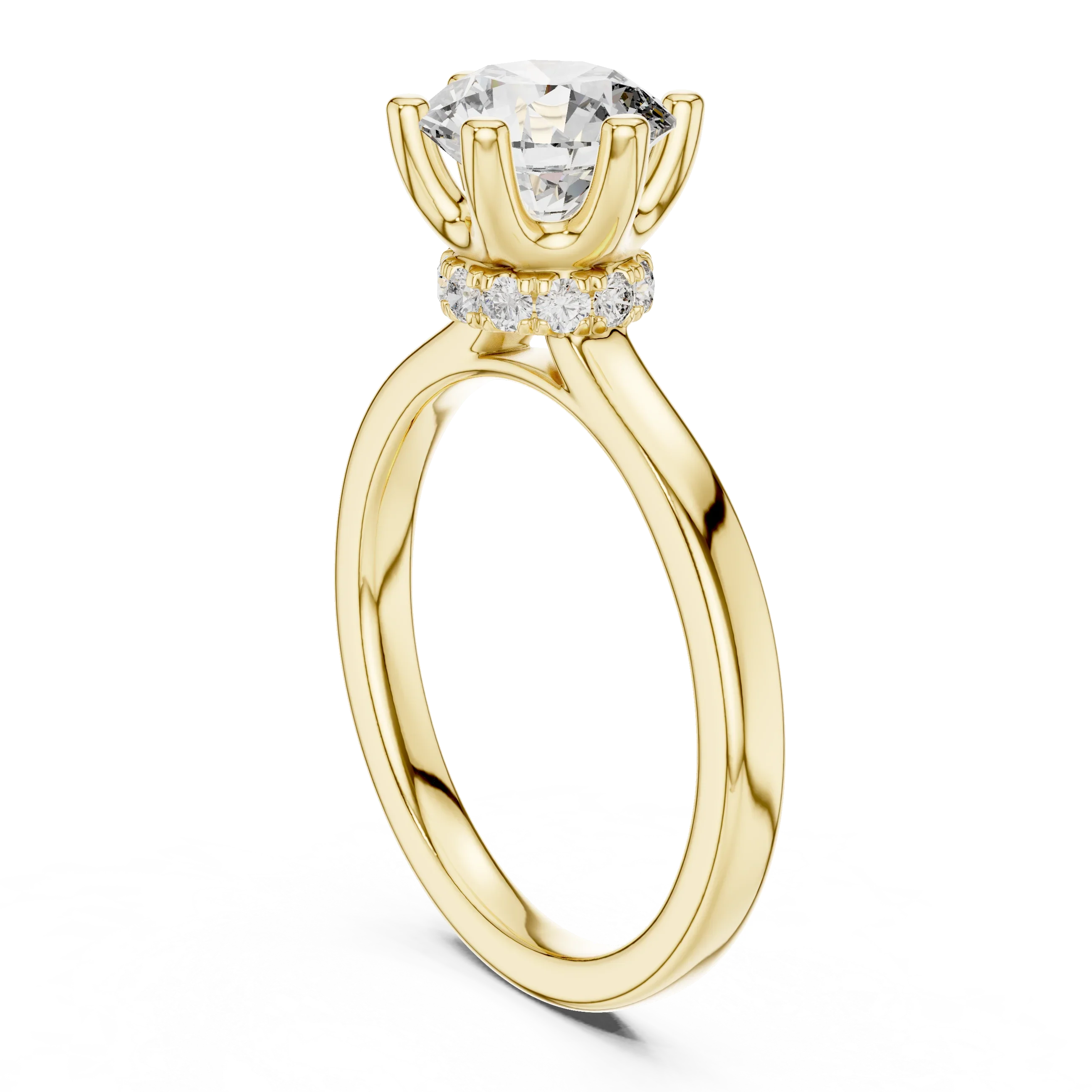 1.66 CT Round D Color Lab Grown Hidden Halo Wedding Ring
