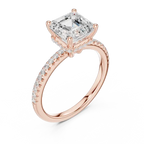 Asscher Shaped Lab Diamond Alternative Ring with Hidden Accents