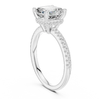 Asscher Shaped Lab Diamond Alternative Ring with Hidden Accents