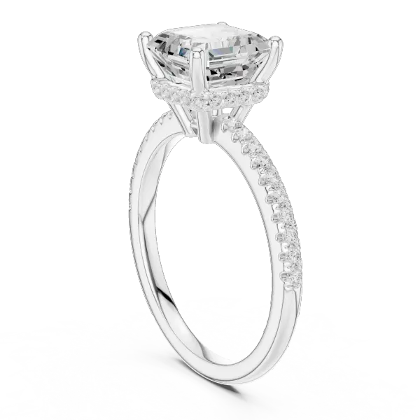 Asscher Shaped Lab Diamond Alternative Ring with Hidden Accents