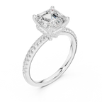 Asscher Shaped Lab Diamond Alternative Ring with Hidden Accents