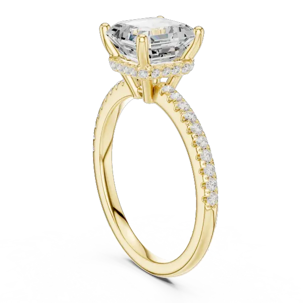 Asscher Shaped Lab Diamond Alternative Ring with Hidden Accents